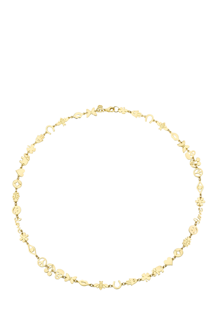 Multi-Icon Link Necklace, 14k Yellow Gold